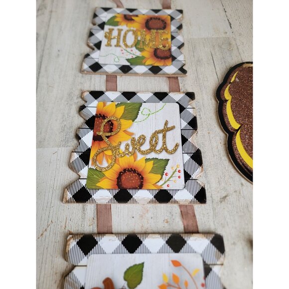 Thanksgiving home sweet home sunflower pumpkin hanging sign set - Picture 3 of 8